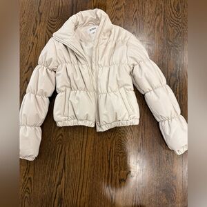BB Dakota Steve Madden Kelper faux leather cream bomber jacket